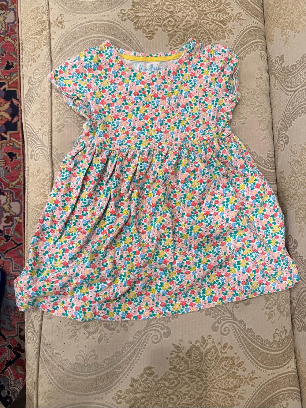 Mini Boden Girls' White Floral Cotton Dress size 5-6